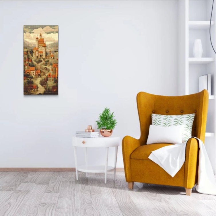 Slot på bjerget - premium diamond art - diamond painting i højeste kvalitet