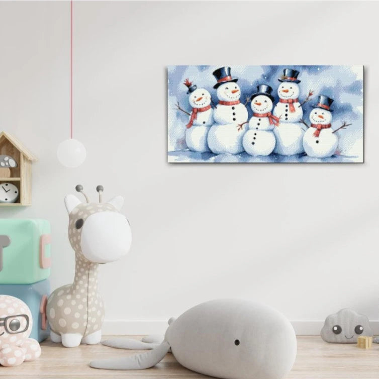 En Familie af Snemænd - premium diamond art - diamond painting i højeste kvalitet