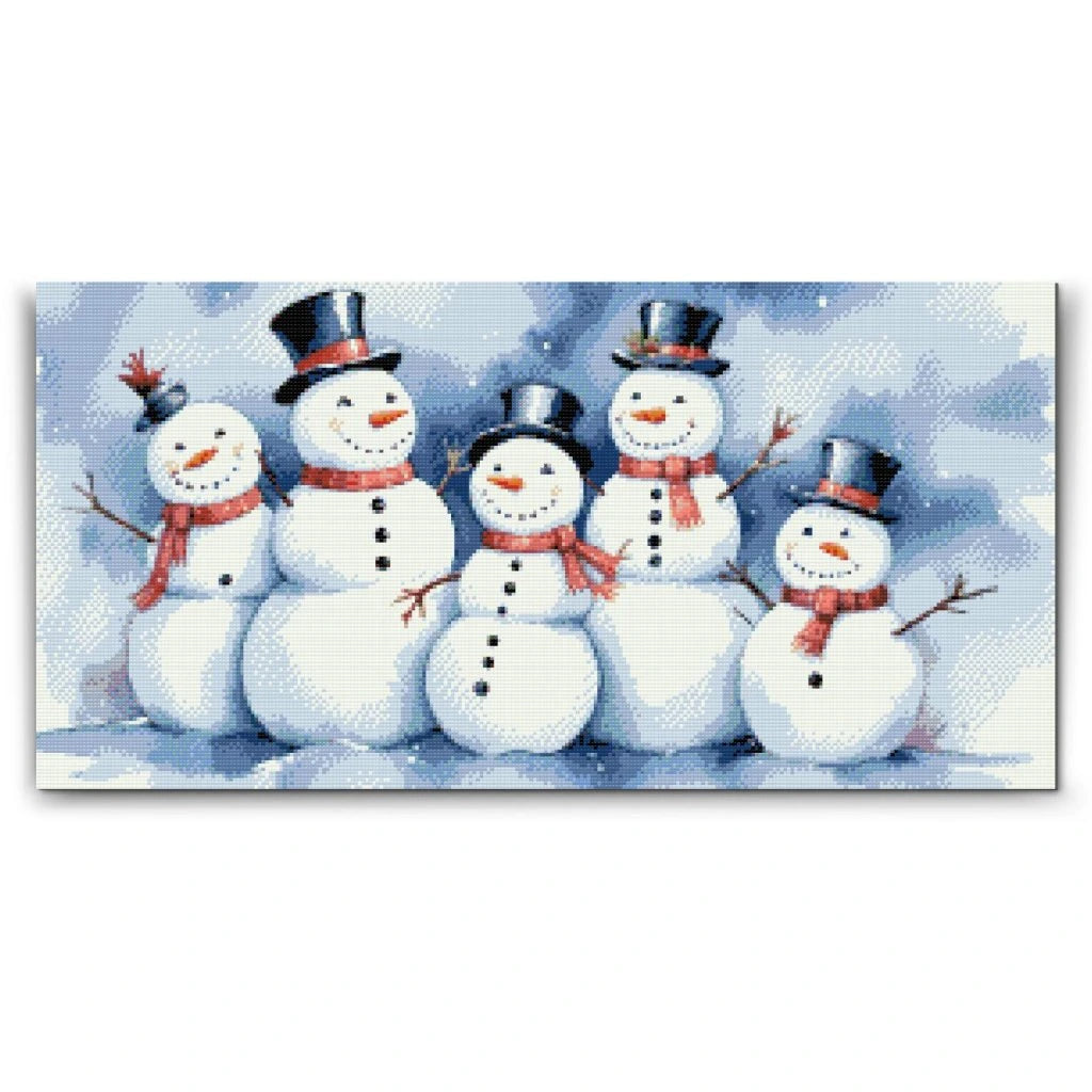 En Familie af Snemænd - premium diamond art - diamond painting i højeste kvalitet