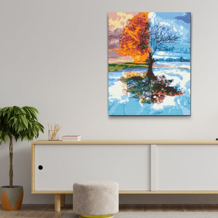 Fire Årstiders Træ - premium diamond art painting med hurtig levering