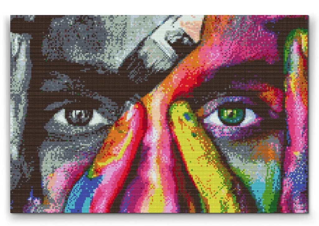 Blikket – Farverig diamond painting med intense øjne