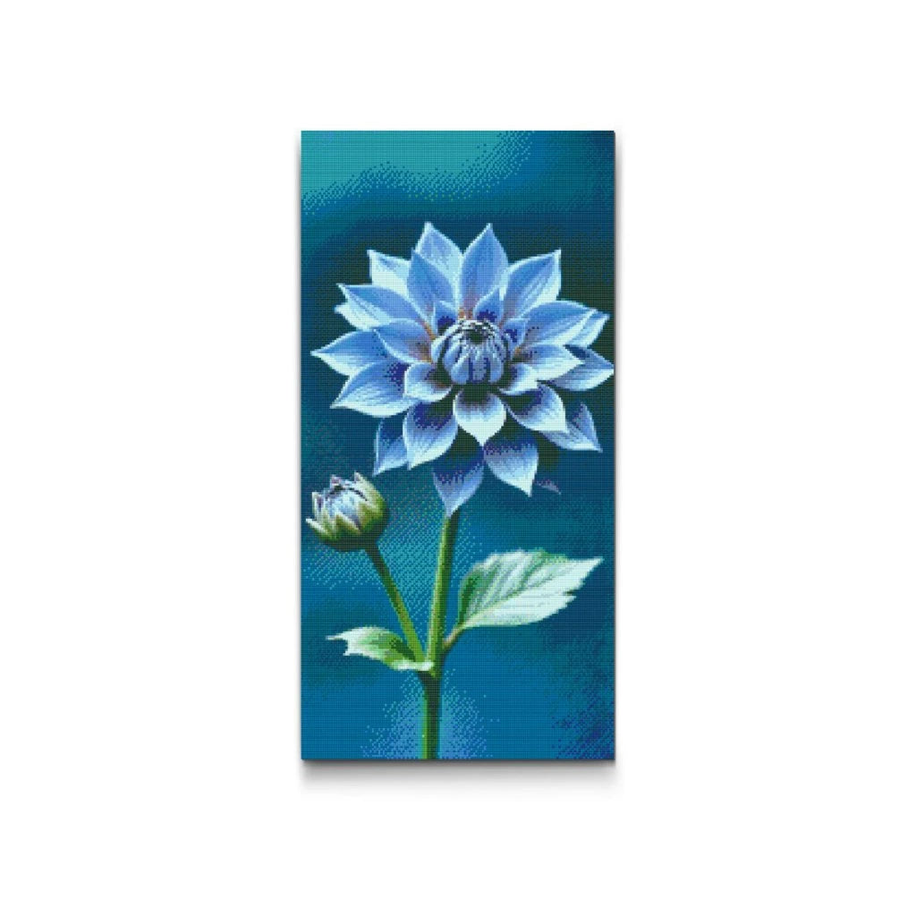 Diamond painting med blå blomst