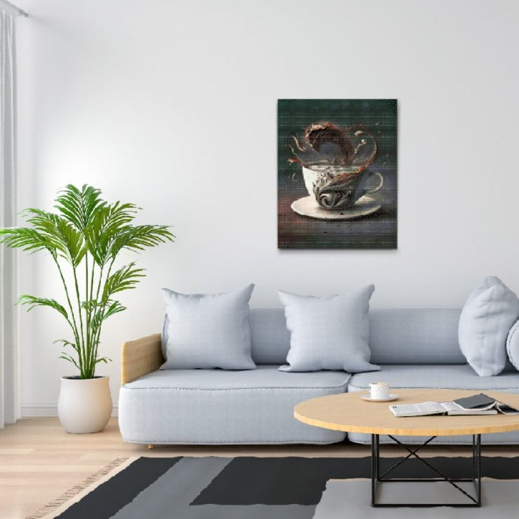 Kaffe Tsunami - premium diamond art painting med hurtig levering