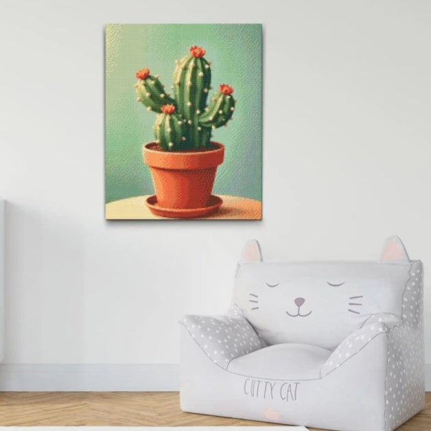 Kreativt billede af kaktus – diamond paint