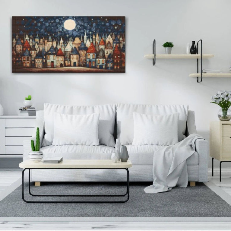 Lille Landsby - premium diamond art - diamond painting i højeste kvalitet