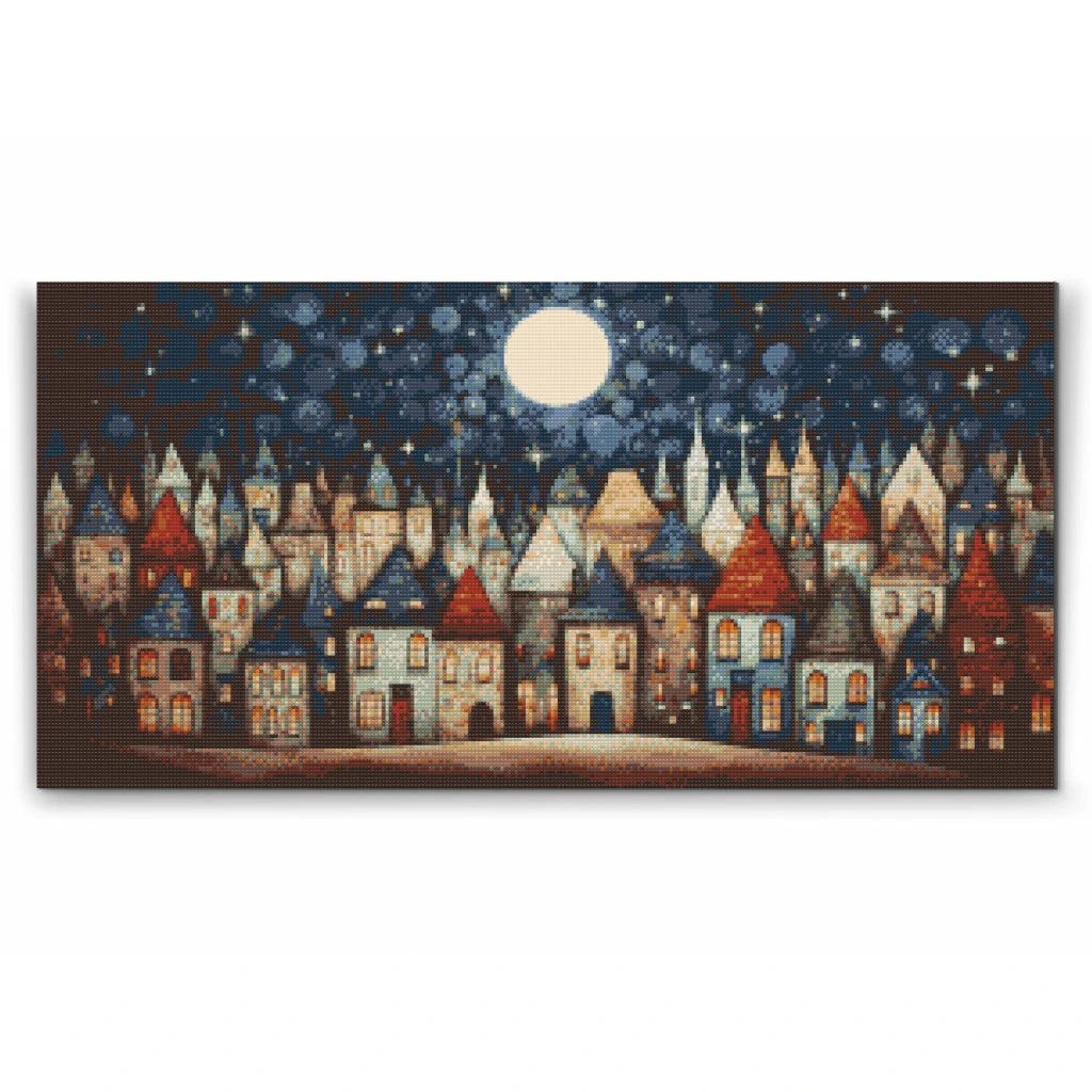 Lille Landsby - premium diamond art - diamond painting i højeste kvalitet
