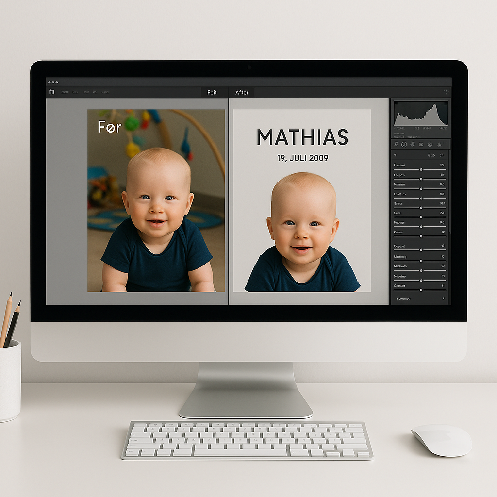 Professionel billedbehandling af baby til diamond painting – ren baggrund