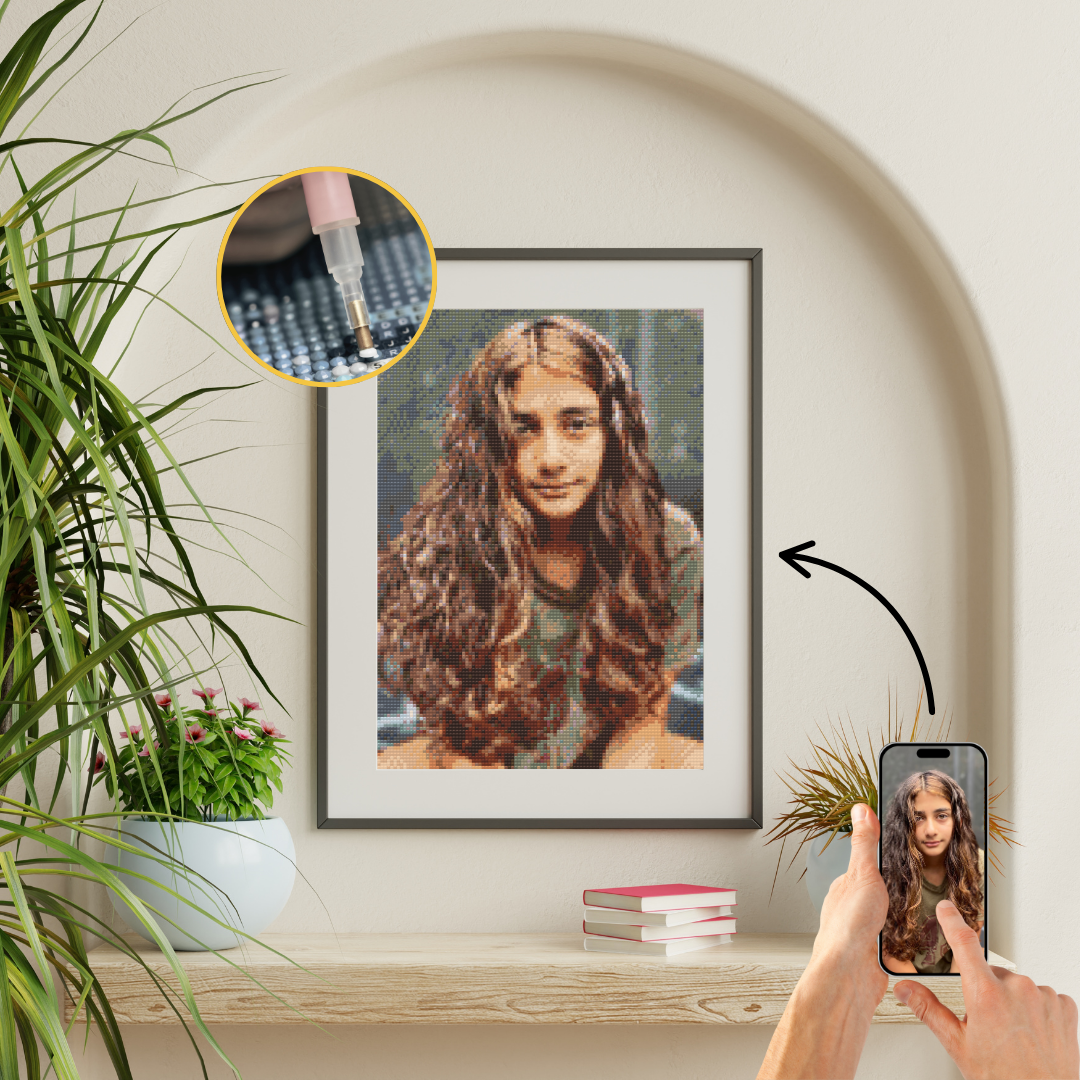 Eksempel på Diamond Painting lavet ud fra kundens eget foto – personlig gave med hurtig levering