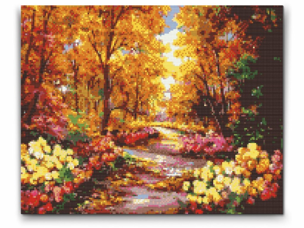 Efterår i skoven - premium diamond art - diamond painting i højeste kvalitet