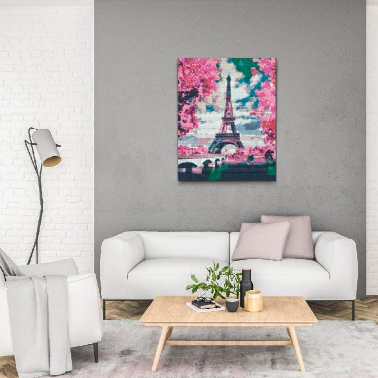 Eiffeltårnet i Pink - premium diamond art painting med hurtig levering