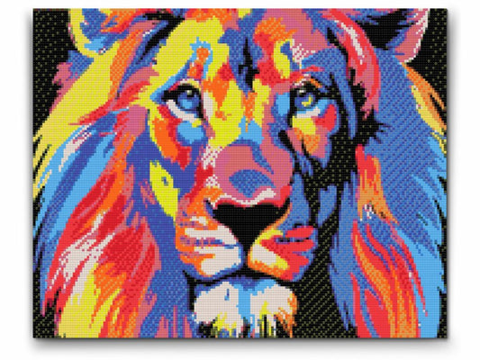 farverig løve premium diamond art painting
