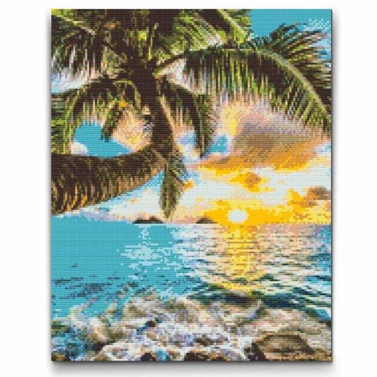 Island Sunset - premium diamond art - diamond painting i højeste kvalitet