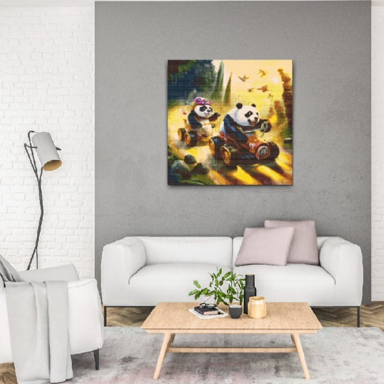 panda løb - premium diamond art - diamond painting i højeste kvalitet