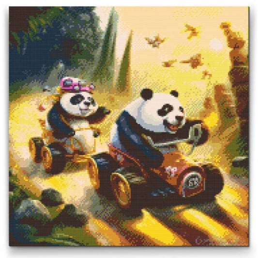 panda løb - premium diamond art - diamond painting i højeste kvalitet