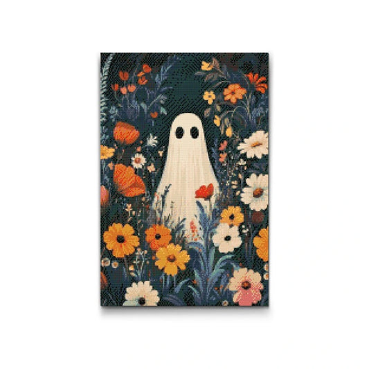 Spøgelse i blomsterengen – Diamond painting med hygge, humor og halloween vibes