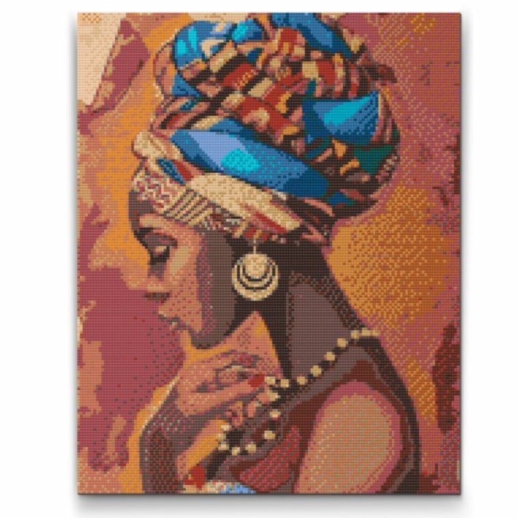Afrikansk pige- premium diamond art - diamond painting i højeste kvalitet