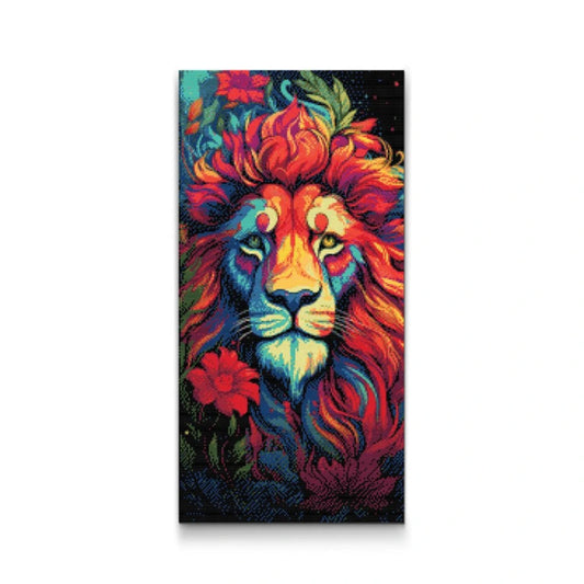 Blomstrende Løve   - premium diamond art - diamond painting i højeste kvalitet