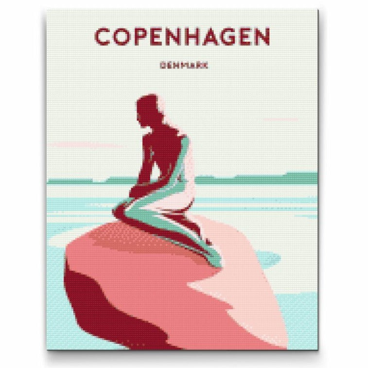 Copenhagen den lille havfrue - premium diamond art - diamond painting i højeste kvalitet