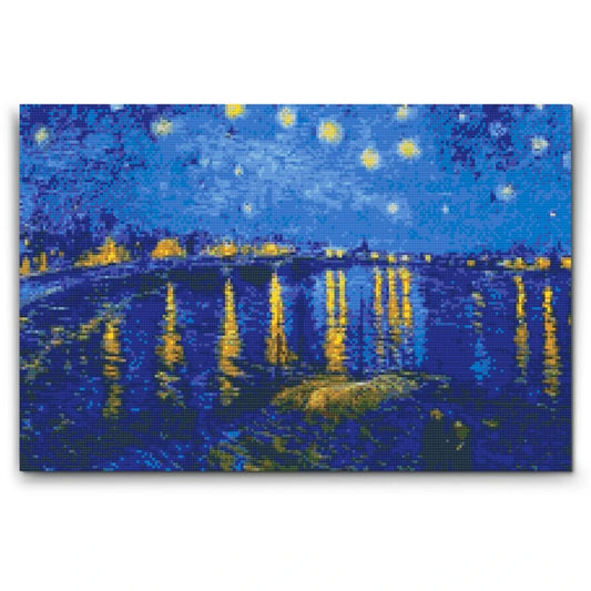 Stjernenat over Rhône – Van Gogh diamond art med stjernerefleksioner