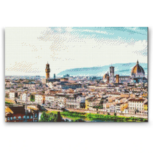 Diamond painting af byen Firenze med domkirken og klassisk italiensk bylandskab
