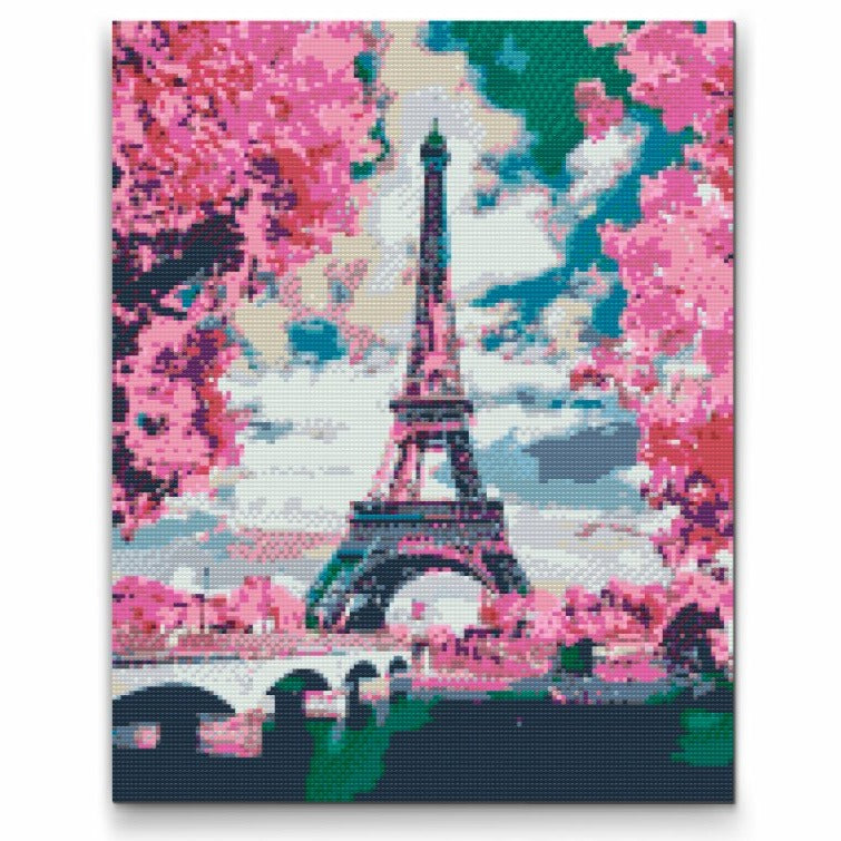Eiffeltårnet i Pink - premium diamond art painting med hurtig levering