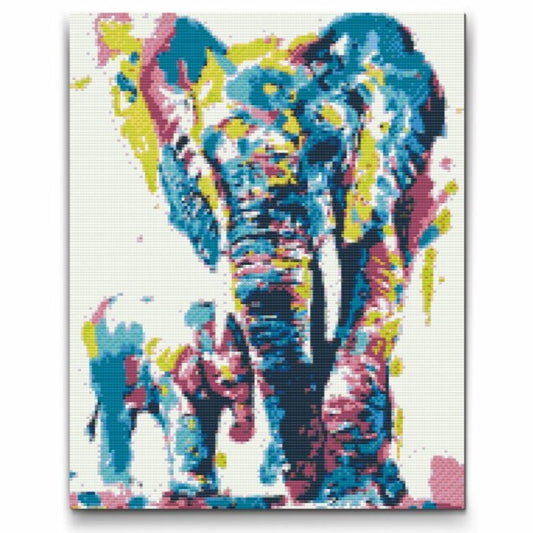 Elefant Mor og Barn - premium diamond art - diamond painting i højeste kvalitet