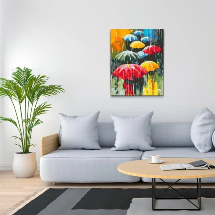 Paraplyer diamond painting – regnvejrsstemning med kreative farver