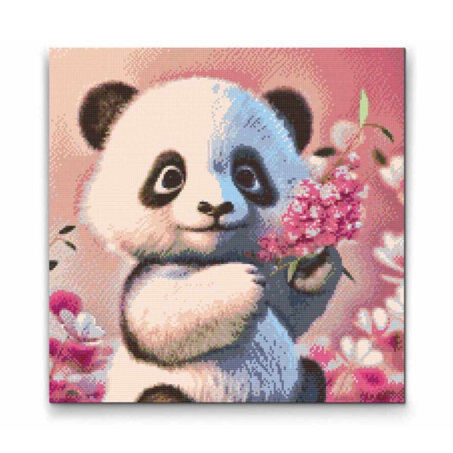 Sød panda - premium diamond art - diamond painting i højeste kvalitet
